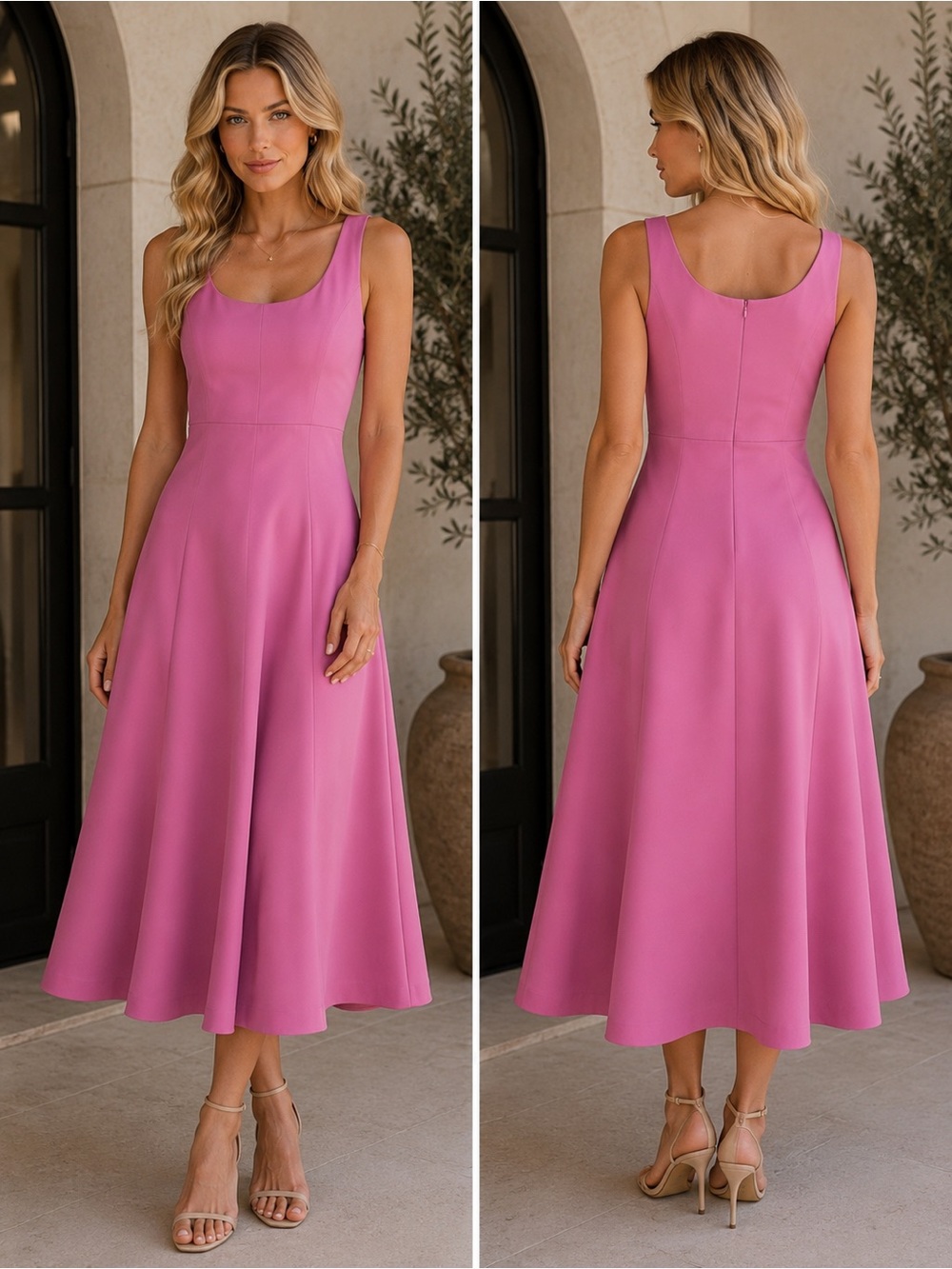 ANN TAYLOR Pink Fit & Flare Midi Dress Size 00 NWOT